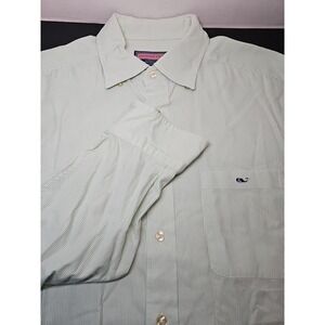 Vineyard Vines Long Sleeve Tucker Shirt Mens Size Med Green Pinstripe